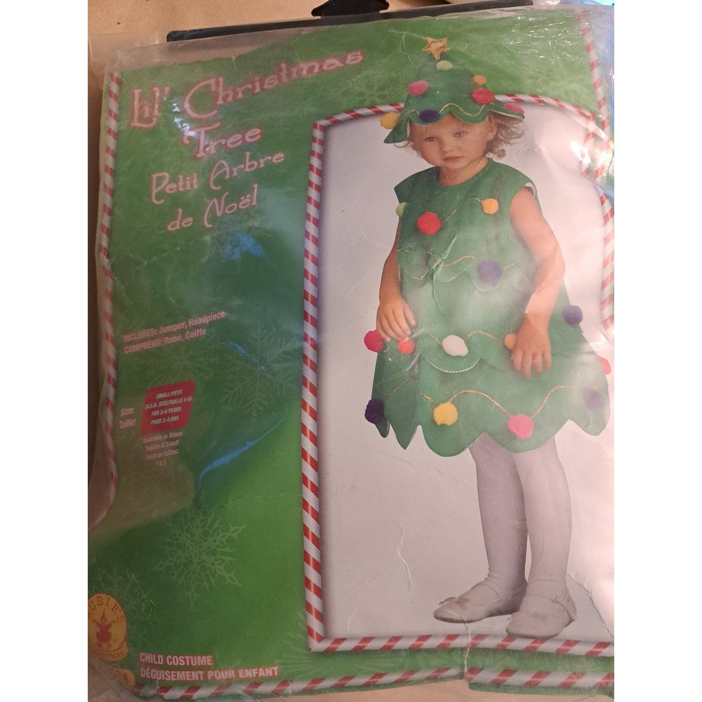 Rubies Lil Christmas Tree Costume Toddler Small 4-6 Holiday Jumper Headpiece Set